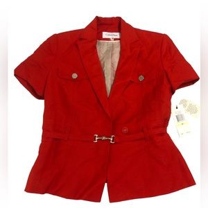 NWT Womens 4P Calvin Klein Red Button Clasp Blouse
